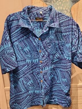 EUC Blue Hawaii Men's Blue Linen Button Down Shirt Sz 2XL